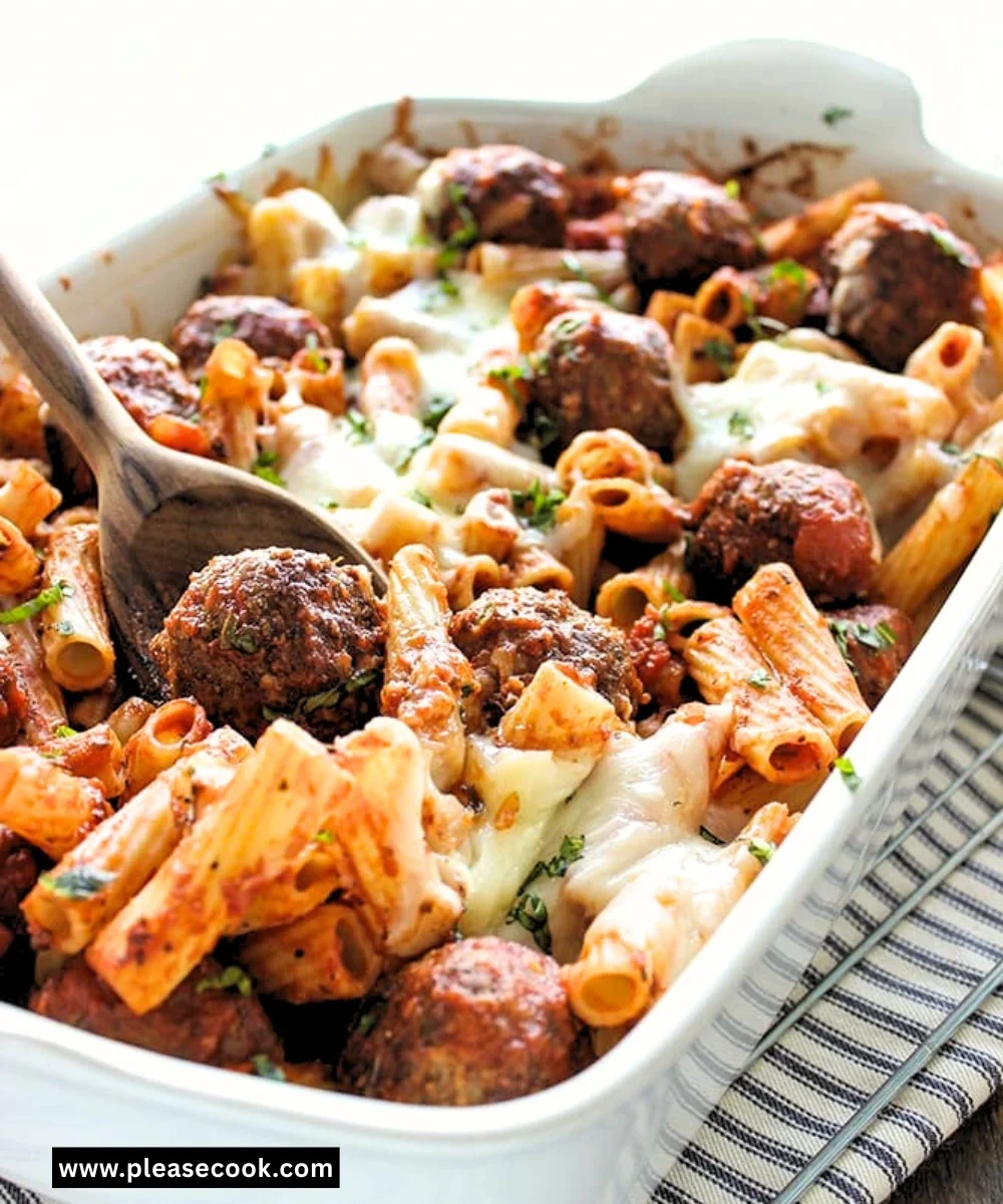 Meatball Marinara Pasta Bake