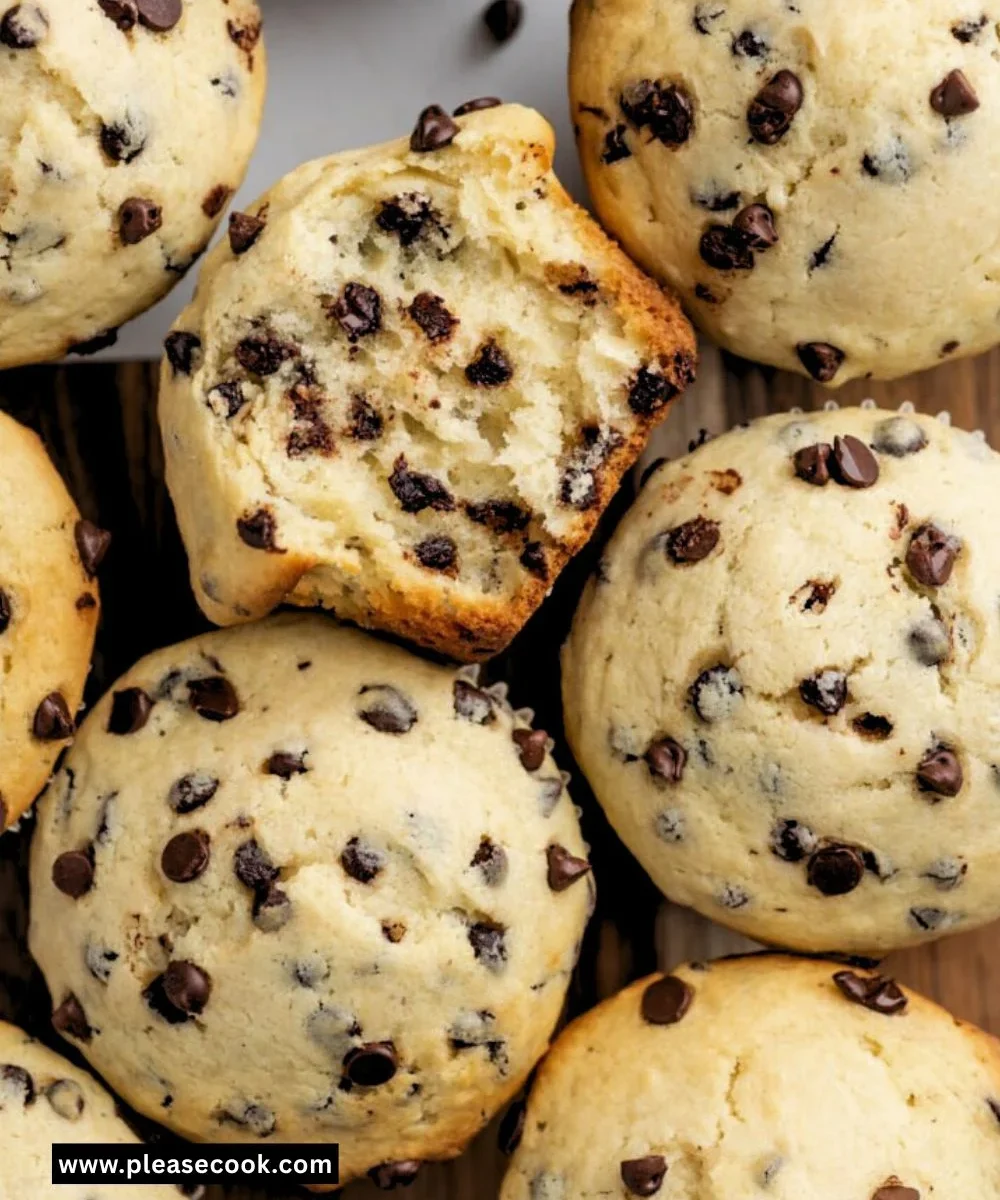 Freshly baked chocolate chip muffins on a cooling rack