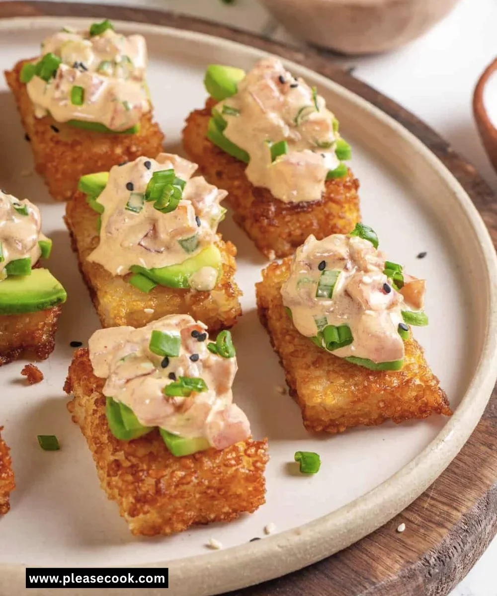 Crispy Rice Cakes With Spicy Vegan Sauce
